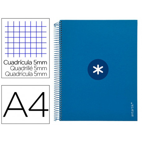 CUADERNO ESPIRAL LIDERPAPEL A4 MICRO ANTARTIK TAPA FORRADA120H 100 GR CUADRO 5MM 5 BANDA4 TALADROS C