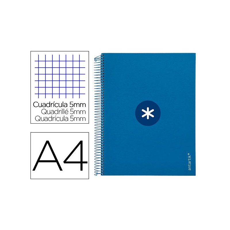 CUADERNO ESPIRAL LIDERPAPEL A4 MICRO ANTARTIK TAPA FORRADA120H 100 GR CUADRO 5MM 5 BANDA4 TALADROS C