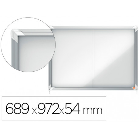 VITRINA DE ANUNCIOS NOBO PREMIUM PLUS MAGNETICA CON PUERTA CORREDERA 8 X DIN A4 689X972X54 MM