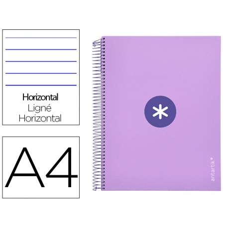 CUADERNO ESPIRAL LIDERPAPEL A4 MICRO ANTARTIK TAPA FORRADA 120H 100 GR HORIZONTAL 5 BANDA4 TALADROS 