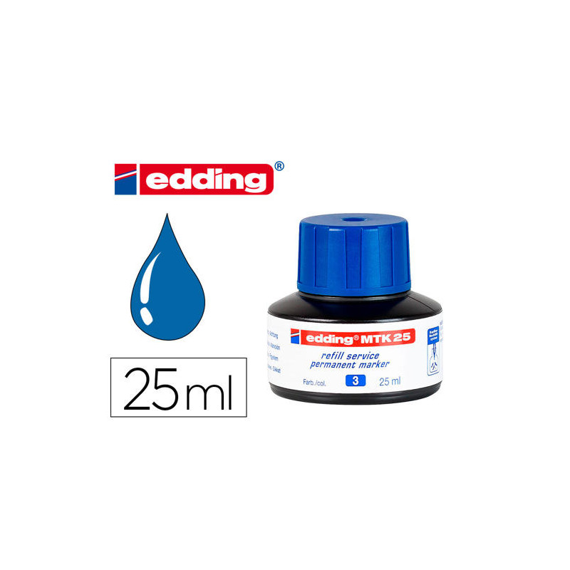 TINTA ROTULADOR EDDING MTK25 CON SISTEMA CAPILAR COLOR AZUL FRASCO DE 25 ML