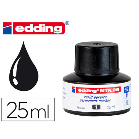 TINTA ROTULADOR EDDING MTK25 CON SISTEMA CAPILAR COLOR NEGRO FRASCO DE 25 ML