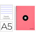 CUADERNO ESPIRAL LIDERPAPEL A5 MICRO ANTARTIK TAPA FORRADA120H 100 GR HORIZONTAL 5 BANDA6 TALADROS C