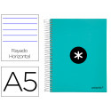 CUADERNO ESPIRAL LIDERPAPEL A5 MICRO ANTARTIK TAPA FORRADA120H 100 GR HORIZONTAL 5 BANDA6 TALADROS C