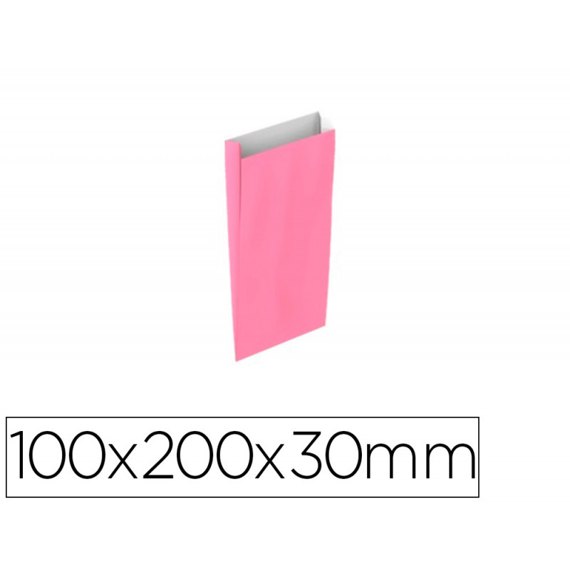 SOBRE PAPEL BASIKA CELULOSA ROSA CON FUELLE XXS 100X200X30 MM PAQUETE DE 25 UNIDADES