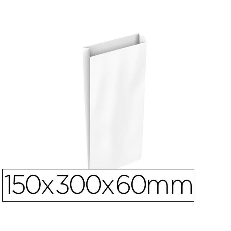 SOBRE PAPEL BASIKA CELULOSA BLANCO CON FUELLE S 150X300X60 MM PAQUETE DE 25 UNIDADES