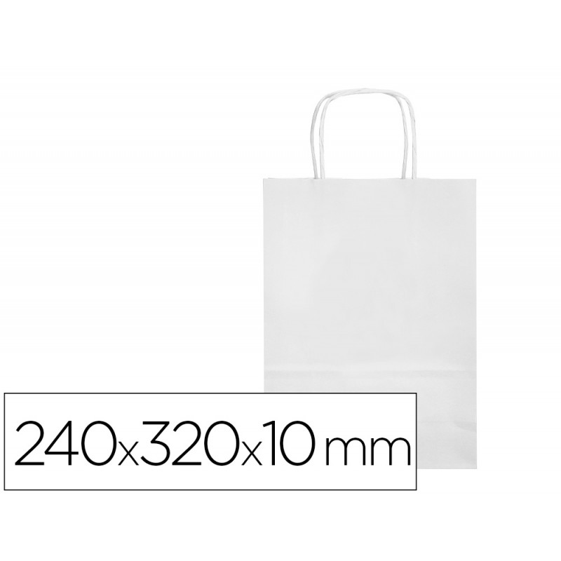 BOLSA PAPEL Q-CONNECT CELULOSA BLANCO S CON ASA RETORCIDA 240X320X10 MM