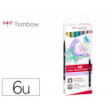 ROTULADOR TOMBOW ACUARELABLE DOBLE PUNTA FINA/PINCEL COLORES PASTEL CAJA DE 6 UNIDADES COLORES SURTI