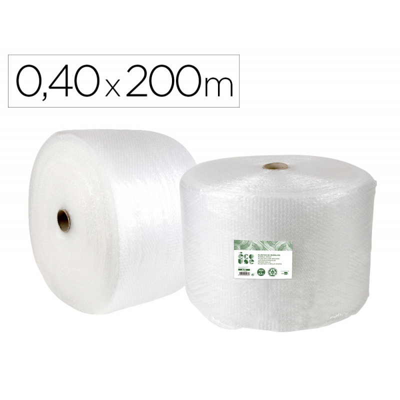 PLASTICO BURBUJA LIDERPAPEL ECOUSE 0.40X200M 30% DE PLASTICO RECICLADO