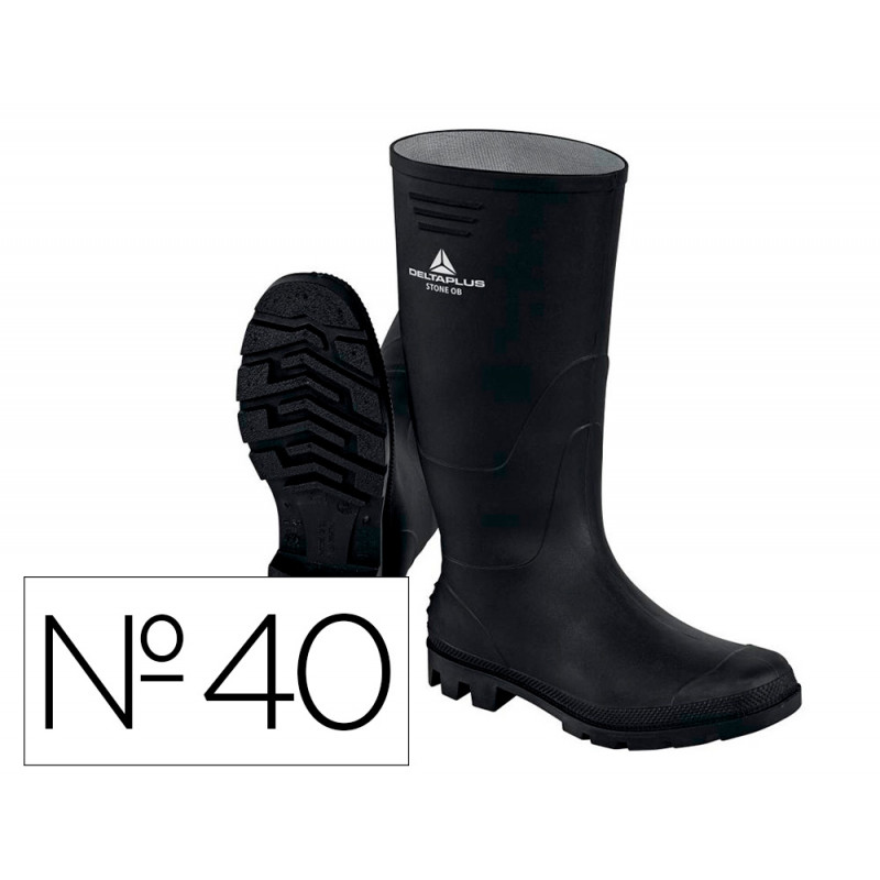 BOTAS DELTAPLUS DE SEGURIDAD STONE PVC NEGRO SUELA DE TACOS TALLA 40