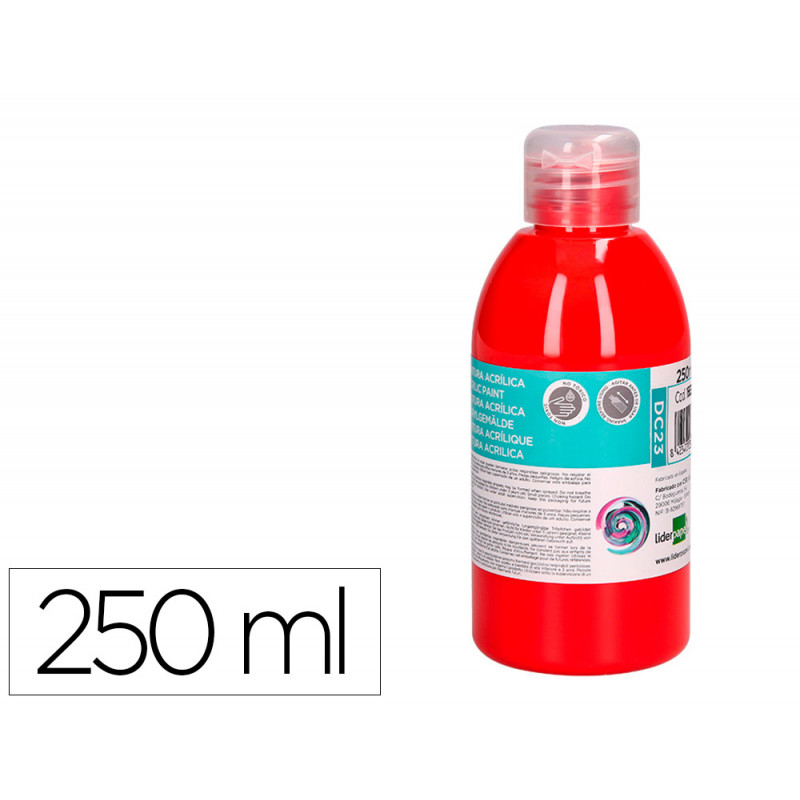 PINTURA ACRILICA LIDERPAPEL BOTE DE 250 ML ROJO