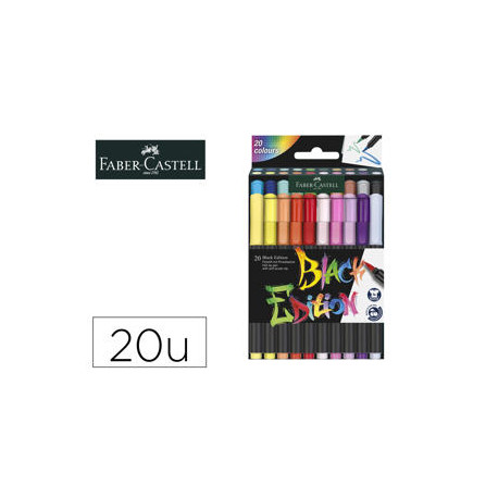 ROTULADOR FABER CASTELL EDICION BLACK PUNTA DE PINCEL CAJA DE 20 UNIDADES COLORES SURTIDOS