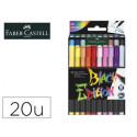 ROTULADOR FABER CASTELL EDICION BLACK PUNTA DE PINCEL CAJA DE 20 UNIDADES COLORES SURTIDOS