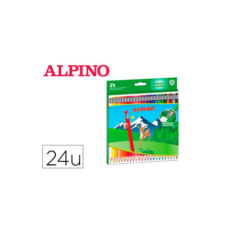 LAPICES DE COLORES ALPINO BORRABLE CAJA DE 24 UNIDADES COLORES SURTIDOS