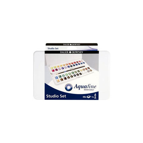 ACUARELA DALER ROWNEY AQUAFINE CAJA METALICA DE 48 COLORES SURTIDOS CON PINCEL