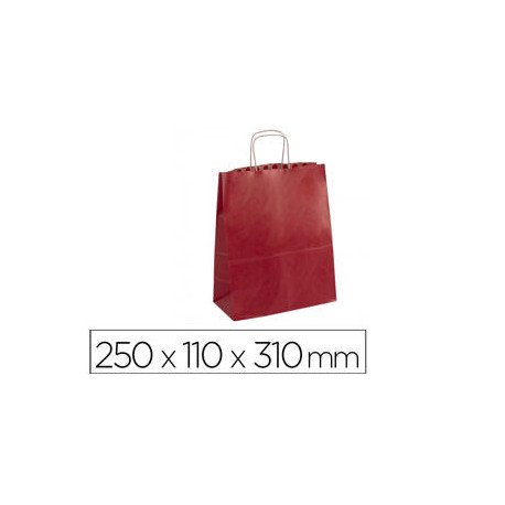 BOLSA KRAFT APLI ROJA ASA RETORCIDA 250X110X310 MM PAQUETE DE 50 UNIDADES