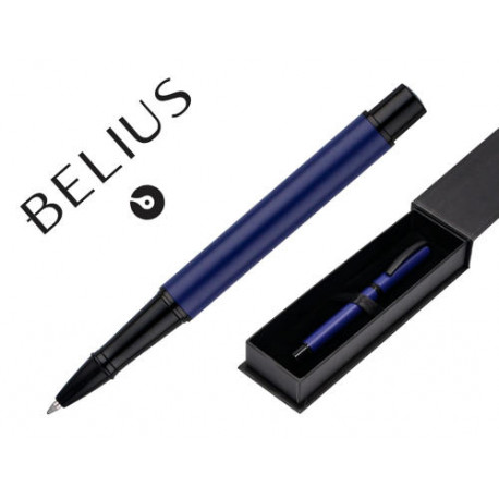 BOLIGRAFO BELIUS TURBO ALUMINI O DISEÑO AZUL Y NEGRO TINTA AZUL CAJA DE DISEÑO