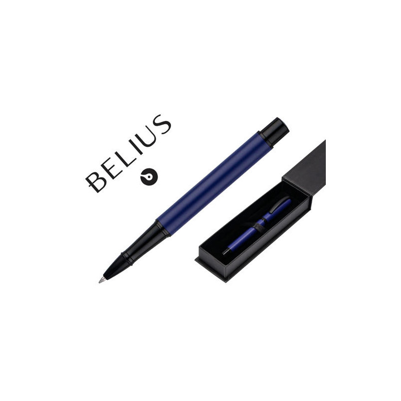 BOLIGRAFO BELIUS TURBO ALUMINI O DISEÑO AZUL Y NEGRO TINTA AZUL CAJA DE DISEÑO