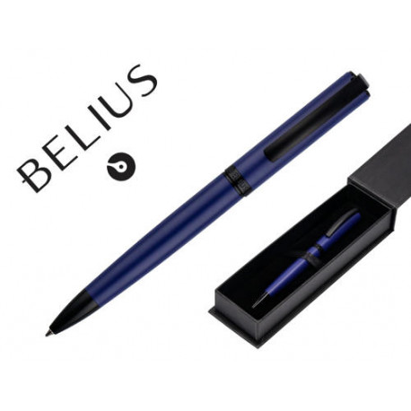 ROLLER BELIUS TURBO ALUMINIO A ZUL Y NEGRO TINTA AZUL CAJA DE DISEÑO