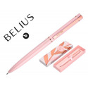 BOLIGRAFO BELIUS ROSE ALUMINIO DISEÑO ROSA ORO ROSA TINTA AZUL CAJA DE DISEÑO