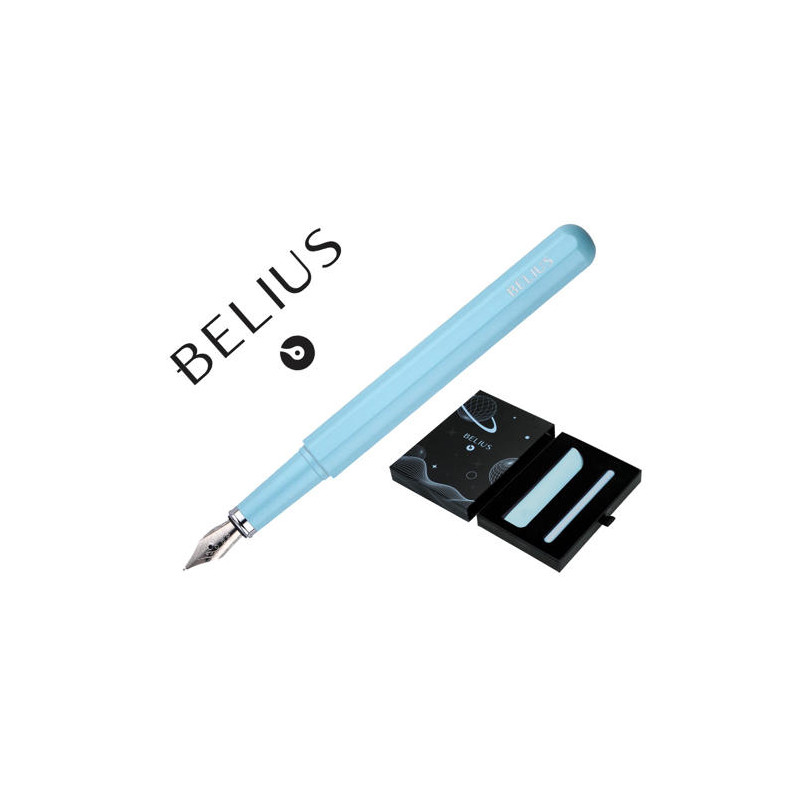 PLUMA Y FUNDA DE SIMILPIEL BEL IUS SPACE B DISEÑO MINIMALISTA AZUL TINTA AZUL CAJA DE DISEÑO