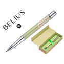 BOLIGRAFO BELIUS INK DREAMS AL UMINIO DISEÑO VERDE MATCHA Y ROSA PLATEADO FRASE INTERIOR CAJA DISEÑO