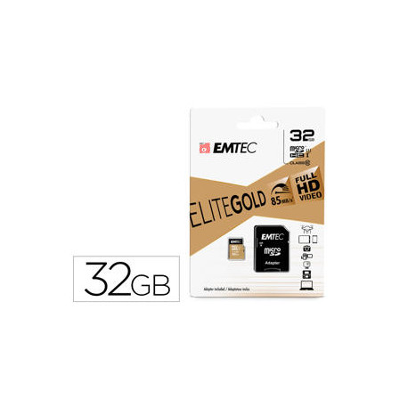 MEMORIA SD MICRO EMTEC CLASS 10 GOLD CON ADAPTADOR 32 GB