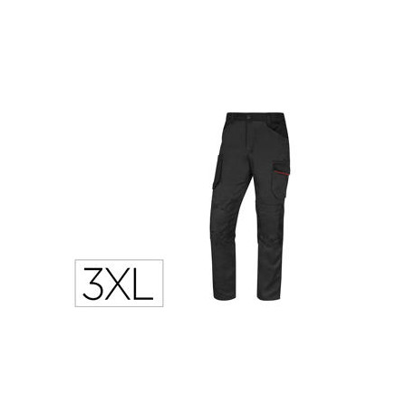 PANTALON DE TRABAJO DELTAPLUS CON CINTURA ELASTICA 7 BOLSILLOS COLOR GRIS-ROJO TALLA 3XL