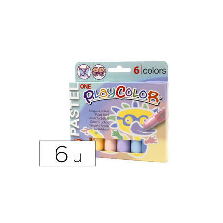 TEMPERA SOLIDA EN BARRA PLAYCOLOR PASTEL ONE CAJA DE 6 UNIDADES COLORES SURTIDOS