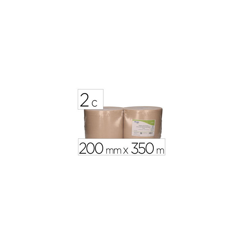 PAPEL SECAMANOS BUNZL GREENSOURCE NATURE 2 CAPAS CELULOSA RECICLADA KRAFT 200 MM X 350 MT PAQUETE DE