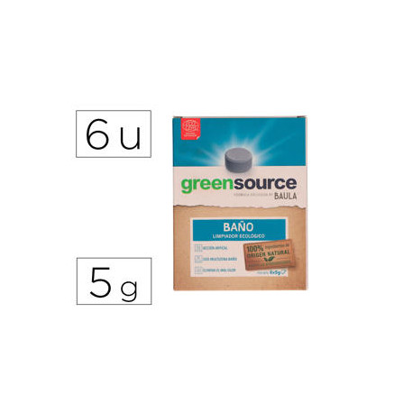 LIMPIADOR DE BAÑOS BUNZL GREENSOURCE ECOLOGICO PASTILLA DE 5 GR PAQUETE DE 6 UNIDADES