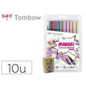 ROTULADOR TOMBOW DUAL BRUSH DOBLE PUNTA PINCEL MANGA SHOJO ESTUCHE DE 10 UNIDADES COLORES SURTIDOS