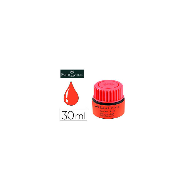 TINTA ROTULADOR FABER CASTELL TEXTLINER FLUORESCENTE 1549 CON SISTEMA CAPILAR COLOR ROJO BOTE 30 ML