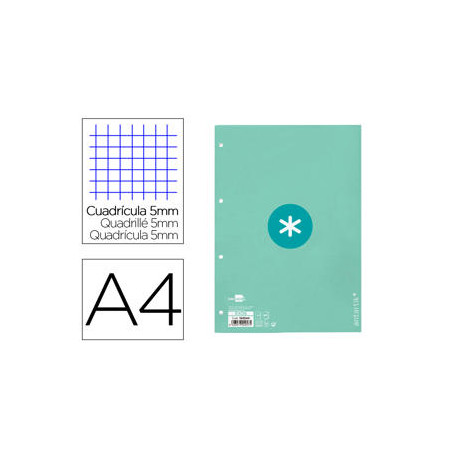 RECAMBIO LIDERPAPEL A4 ANTARTIK 80 HOJAS 90G/M2 CUADRO 5 MM 4 TALADROS 1 BANDA MARCO COLOR MENTA