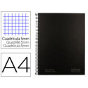 CUADERNO ESPIRAL NAVIGATOR A4 MICRO TAPA FORRADA 80H 80 GR CUADRO 5MM 1 BANDA COLOR NEGRO