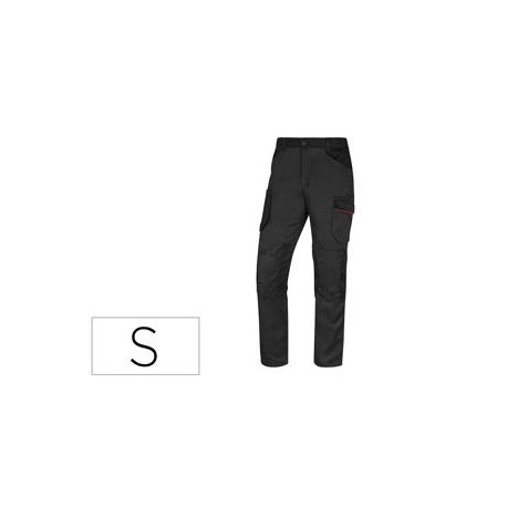 PANTALON DE TRABAJO DELTAPLUS CON CINTURA ELASTICA 7 BOLSILLOS COLOR GRIS-ROJO TALLA S