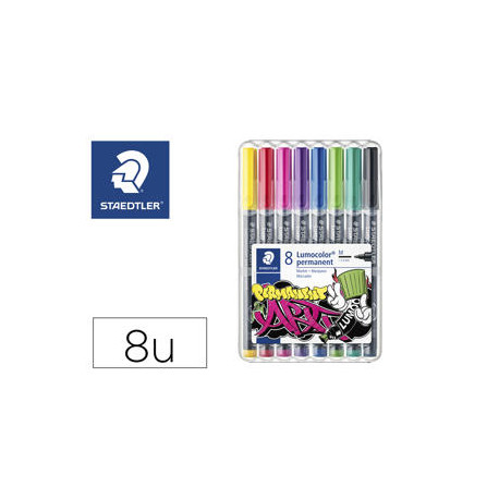 ROTULADOR STAEDTLER LUMOCOLOR PERMANENTE ART ESTUCHE DE 8 UNIDADES COLORES SURTIDOS