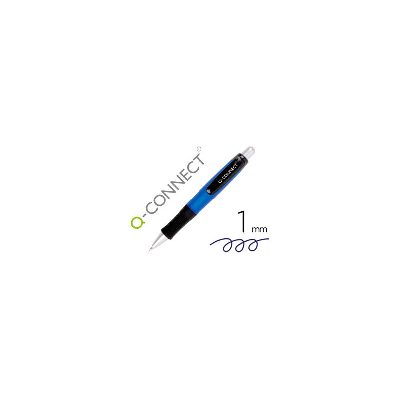 BOLIGRAFO Q-CONNECT PREMIUM RETRACTIL CON SUJECION DE CAUCHO COLOR AZUL PUNTA 1 MM