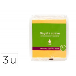 BAYETA MICROFIBRA SUAVE AMARILLA PARA COCINAS Y BAÑOS 40X36 CM PACK DE 3 UNIDADES