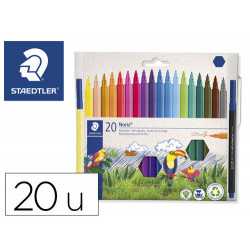 ROTULADOR STAEDTLER NORIS 326 SLIM ESTUCHE CARTON 80% RECICLADO DE 20 UNIDADES COLORES SURTIDOS