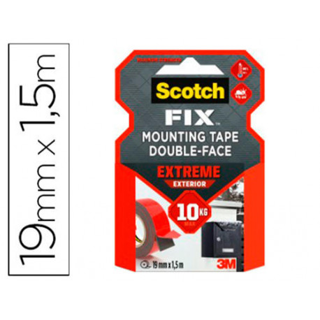 SOPORTE ADHESIVO CINTA SCOTCH DOBLE CARA SUPERRESINTENTE 1,5 MT X 19 MM