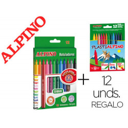 ROTULADOR ALPINO CAJA DE 12 COLORES PACK DE 11 + 1 SIN CARGO Y 12 CAJAS DE PLASTIALPINO DE 12 COLORE