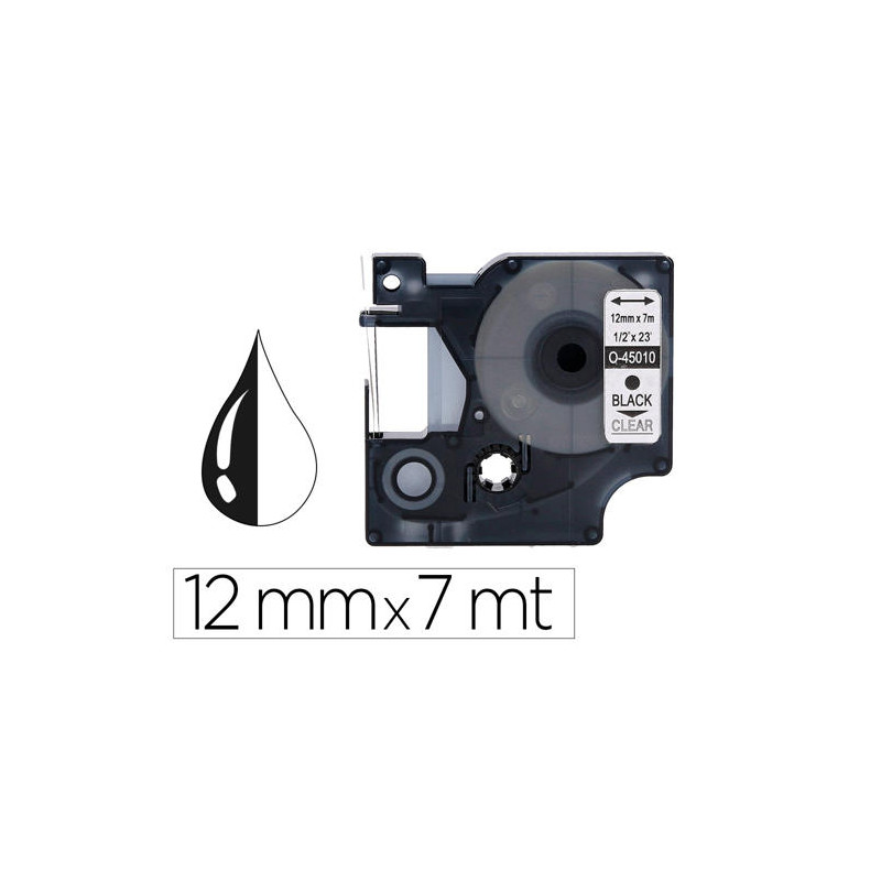 CINTA Q-CONNECT NEGRO-TRANSPARENTE 12MM X 7MT DYMO