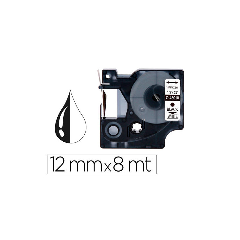 CINTA Q-CONNECT MK-221 BLANCO-NEGRO 9MM LONGITUD 8 MT