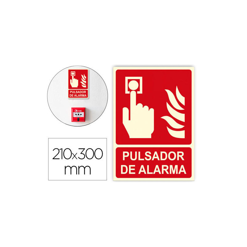 PICTOGRAMA ARCHIVO 2000 PULSADOR DE ALARMA PVC ROJO LUMINISCENTE 210X300 MM