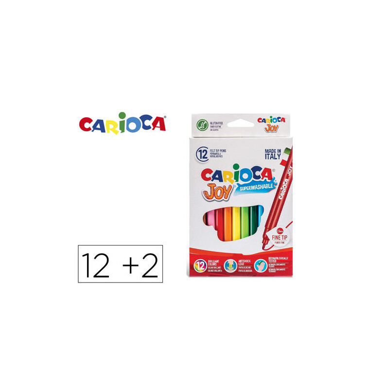 ROTULADOR CARIOCA JOY BOLSA PAPEL 12 UNIDADES COLORES SURTIDOS + 2 GRATIS