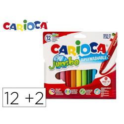 ROTULADOR CARIOCA JUMBO PUNTA GRUESA BOLSA PAPEL 12 UNIDADES COLORES SURTIDOS + 2 GRATIS