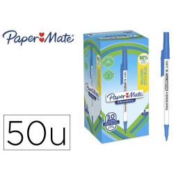 BOLIGRAFO PAPER MATE KILOMETRICO PUNTA 1 MM PLASTICO RECICLADO 80% COLOR AZUL