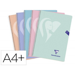 CUADERNO ESPIRAL CLAIREFONTAINE TAPA POLIPROPILENO FOLIO 80 HOJAS 90 GR CUADRO 4MM COLORES