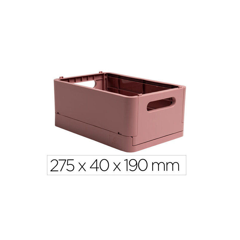 CAJA MULTIUSOS EXACOMPTA SMART CASE DIN A5+ PLASTICO RECICLADO PLEGABLE COLOR ROSA VIEJO 275X40X190 